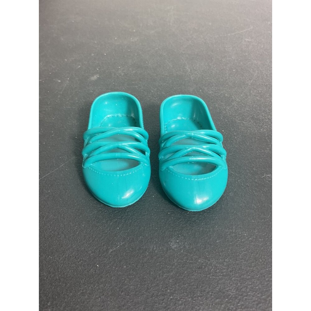Disney Doll Shoes Teal Plastic Ballet Flats For Dolls